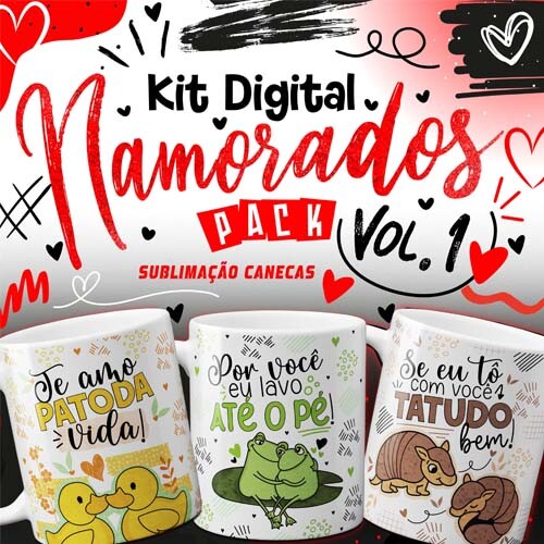 Pacote Artes Namorados Sublimação Canecas Pack Abc23 Png