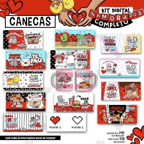 Pacote Artes Png Frases Ilustrativas Dia Namorados Pack 5