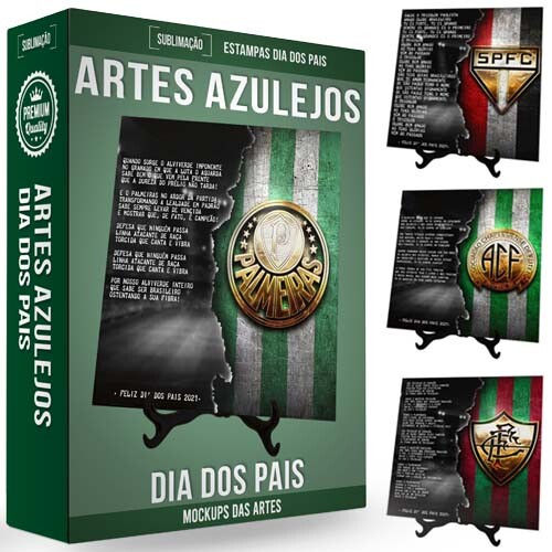Artes Azulejos Dia dos Pais Estampas Editáveis Sublimação Time