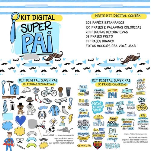 Artes Pandoca Dia dos Pais Frases Coloridas Pack1 Sublimação