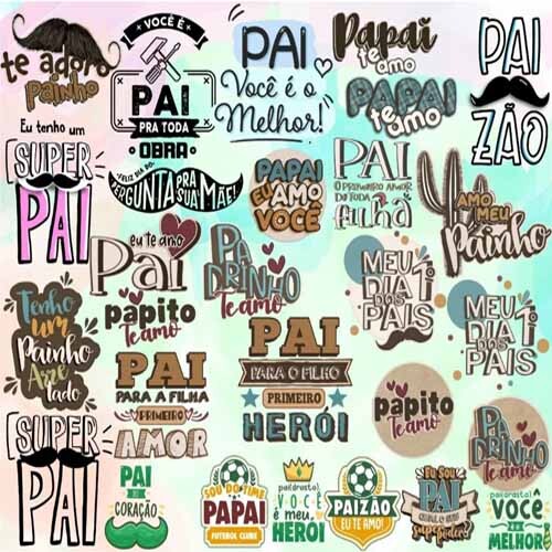 Artes Frases Lettering Png Dia Dos Pais Sublimação Papai