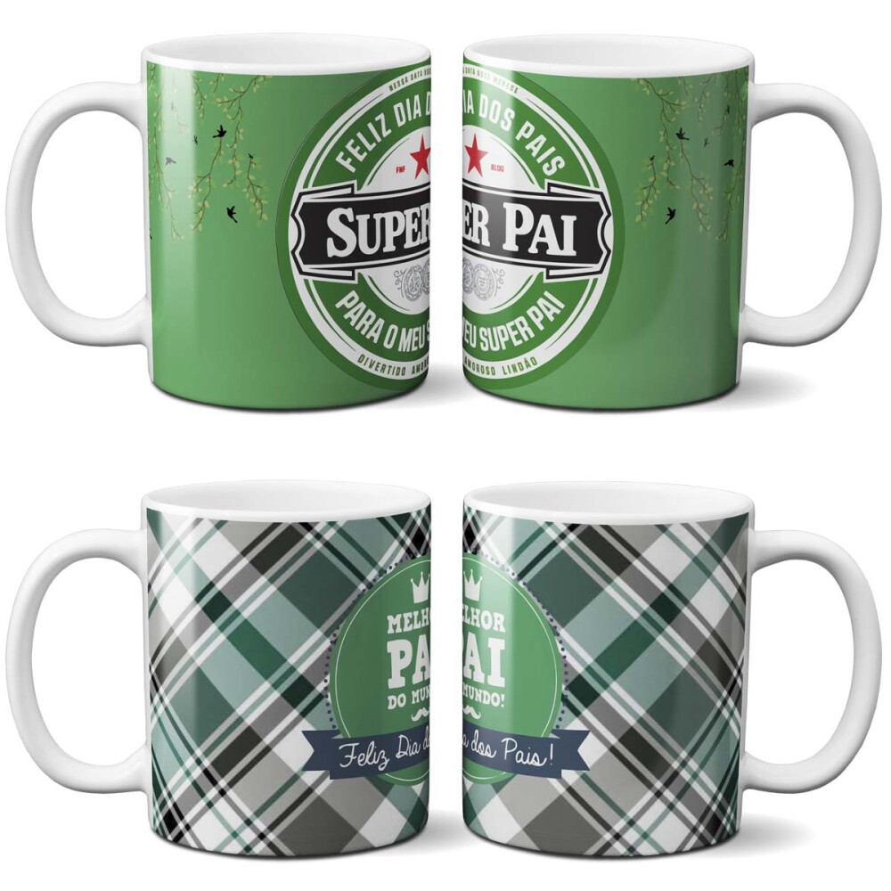 Artes Editáveis Canecas Dia dos Pais Sublimação Mockups
