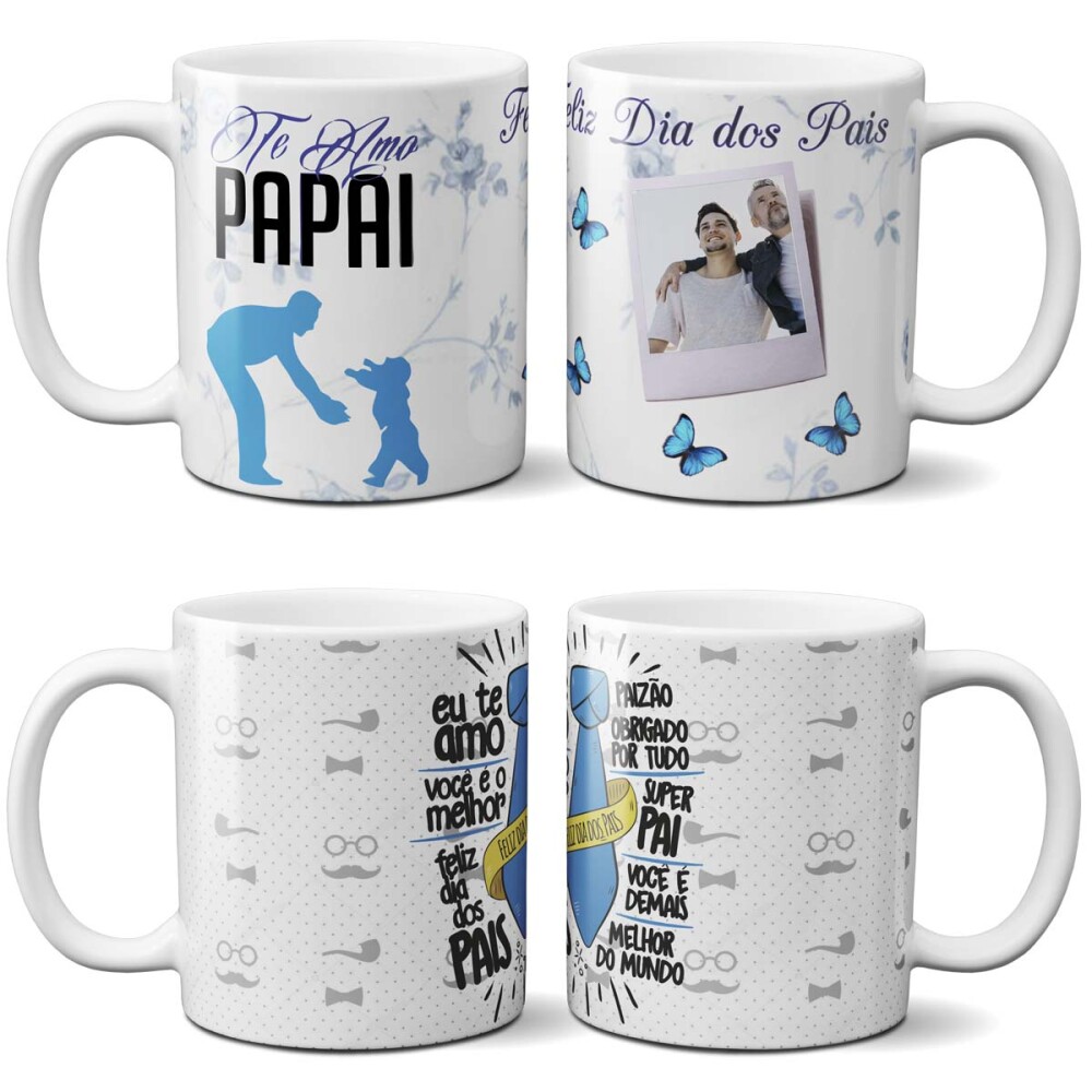 Artes Editáveis Canecas Dia dos Pais Sublimação Mockups