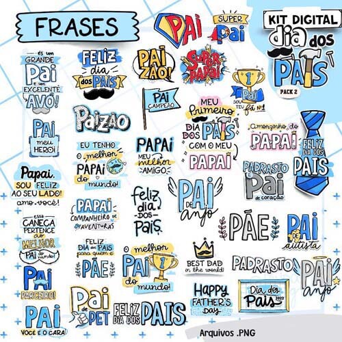 Artes Digitais Dia dos Pais Pack2 Estampas Pandoca Png