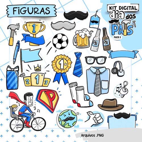 Artes Digitais Dia dos Pais Pack2 Estampas Pandoca Png