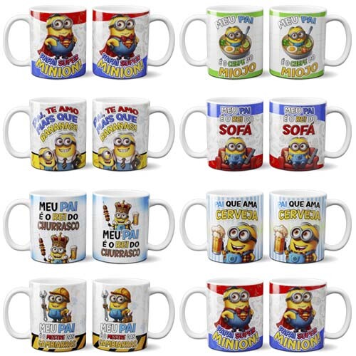 Artes Sublimação Canecas Dia dos Pais Minions Mockups