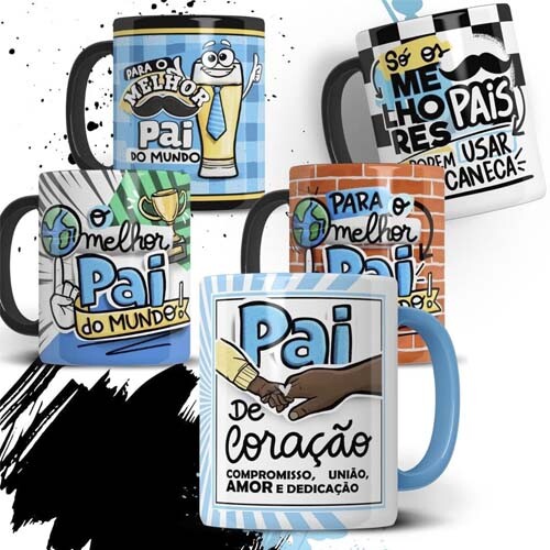 Kit Digital Artes Sublimação Canecas Pais Pandoca Png