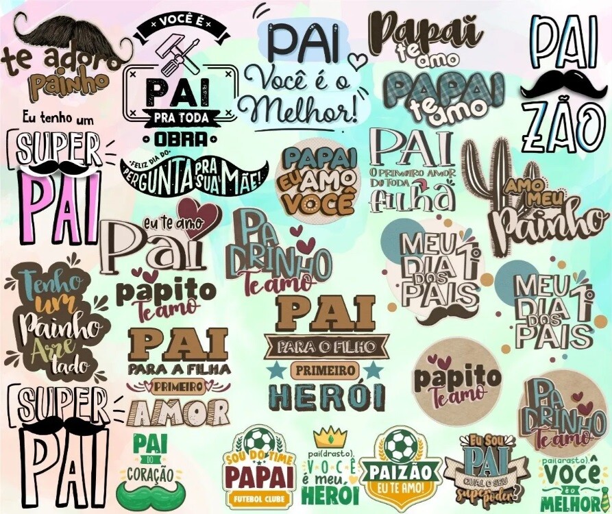 Kit Digital Lettering Frases Dia Dos Pais Papai Herói Artes
