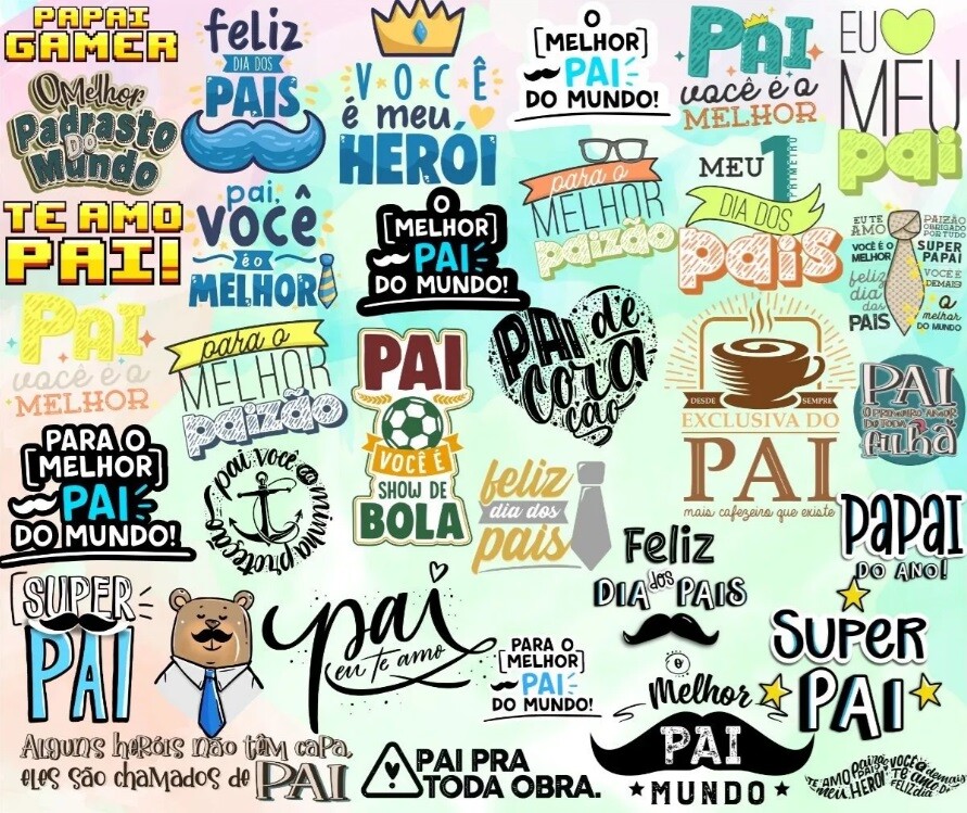 Kit Digital Lettering Frases Dia Dos Pais Papai Herói Artes