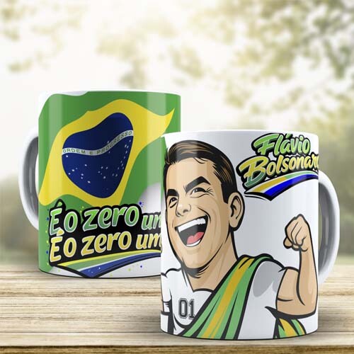 Artes Sublimação Canecas Flávio Bolsonaro Presidente Mockups E