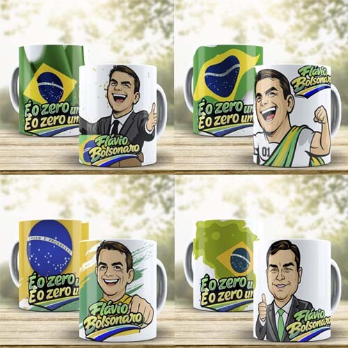 Estampas Canecas Flávio Bolsonaro Presidente Artes Sublimação 