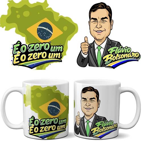 Pack Artes Sublimação Canecas Flávio Bolsonaro Presidente Mock