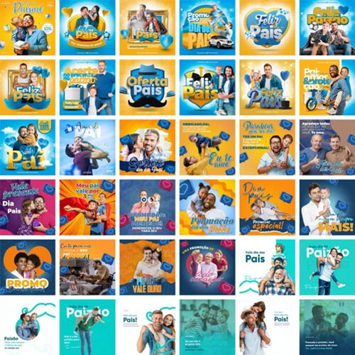 Pack 300 Artes Dia dos Pais Rede Social Arquivo Editável Psd