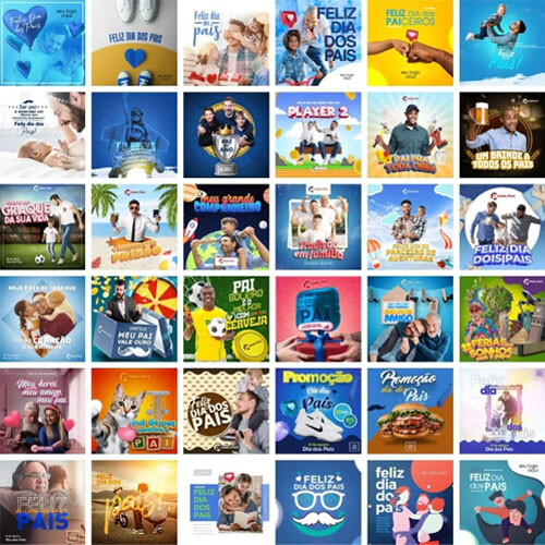 Pack 300 Artes Dia dos Pais Rede Social Arquivo Editável Psd