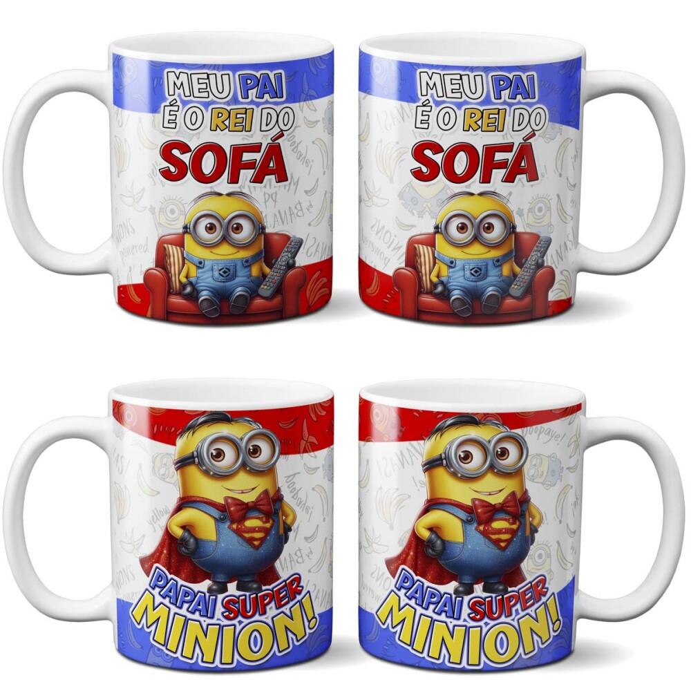 Pack Artes Minions Png Canecas Dia dos Pais Sublimação