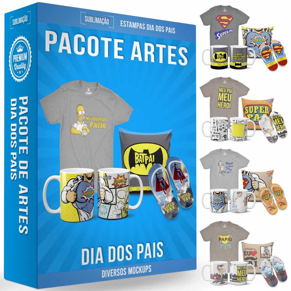 Pacote Artes Prontas Dia dos Pais Estampas Mockups