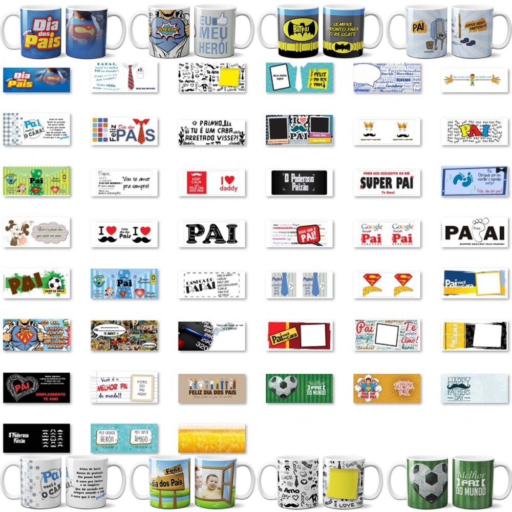 Pacote 550 Artes Dia dos Pais Sublimação Canecas