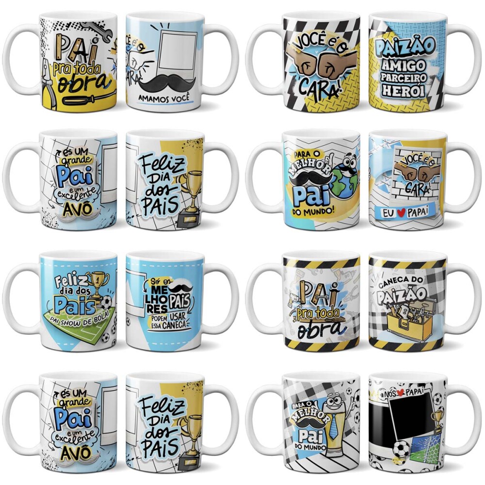 Pacote 40 Artes Canecas Dia dos Pais Pandoca Mockups