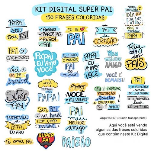 Pacote Artes Dia dos Pais Sublimação Pack1 Frases Pandoca