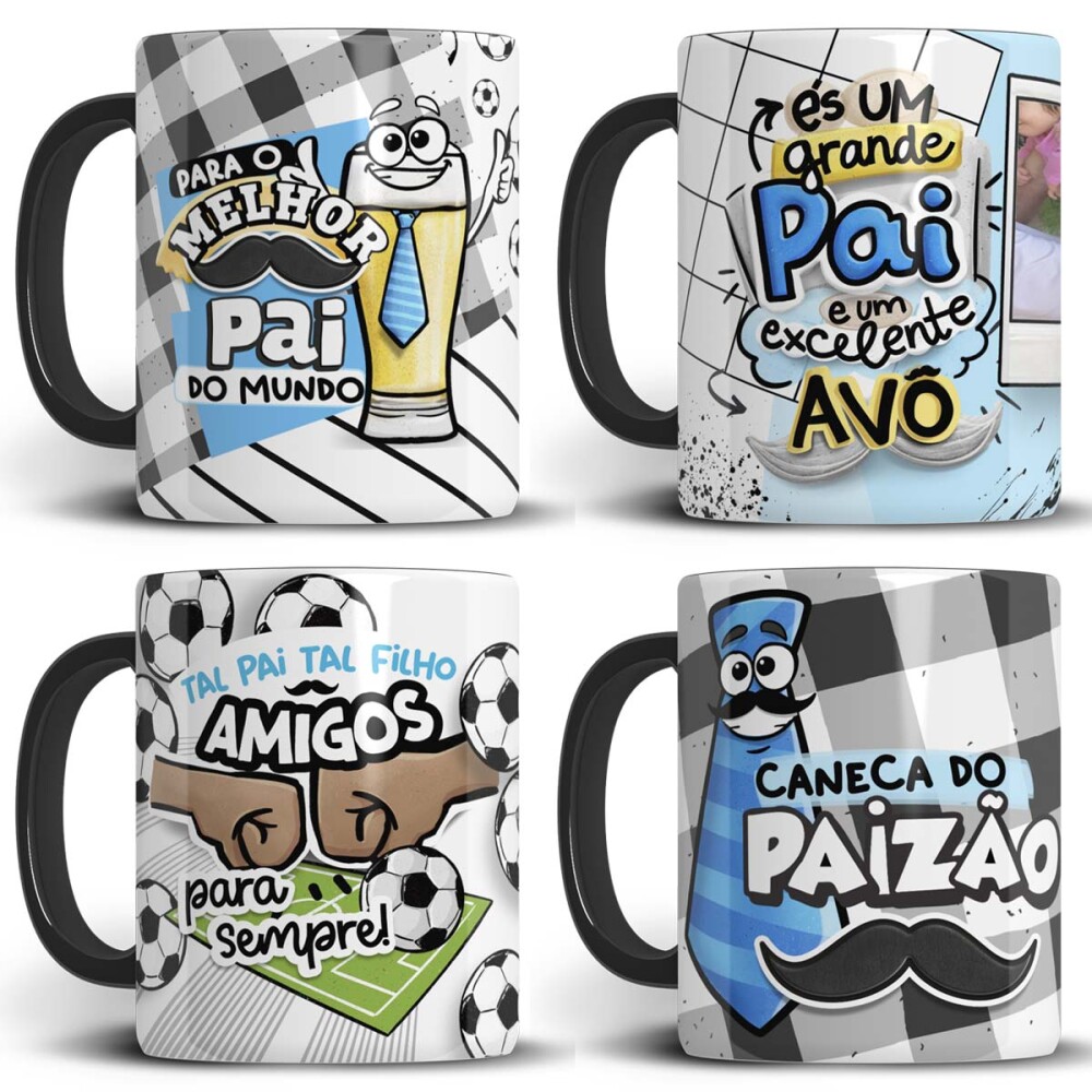 Estampas 40 Artes Dia dos Pais Canecas Pandoca Mockups