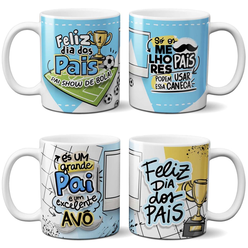 Estampas 40 Artes Dia dos Pais Canecas Pandoca Mockups