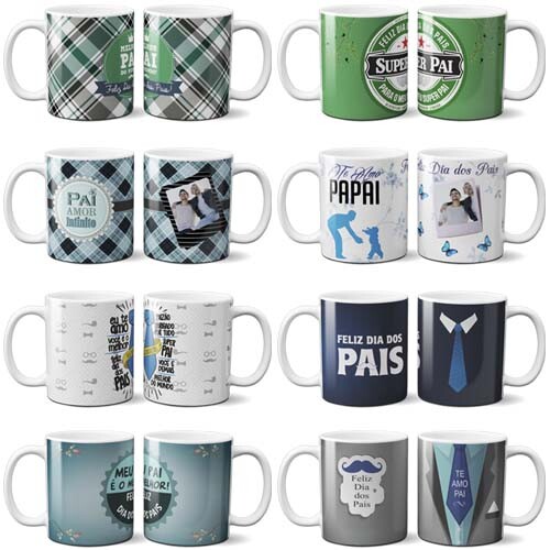 Estampas Canecas Dia dos Pais Mockups Sublimação Corel Png