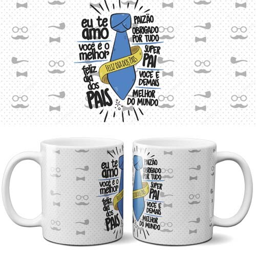 Estampas Canecas Dia dos Pais Mockups Sublimação Corel Png