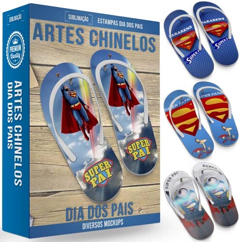 Estampas Dia dos Pais Sublimação Chinelos Gabaritos