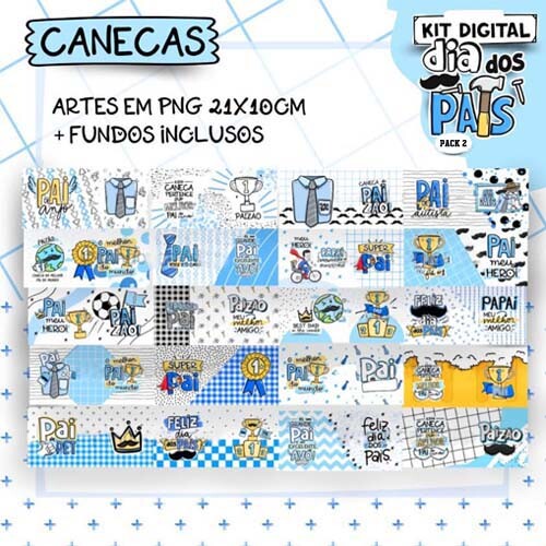 Estampas Dia dos Pais Pack2 Artes Pandoca Png Mockups