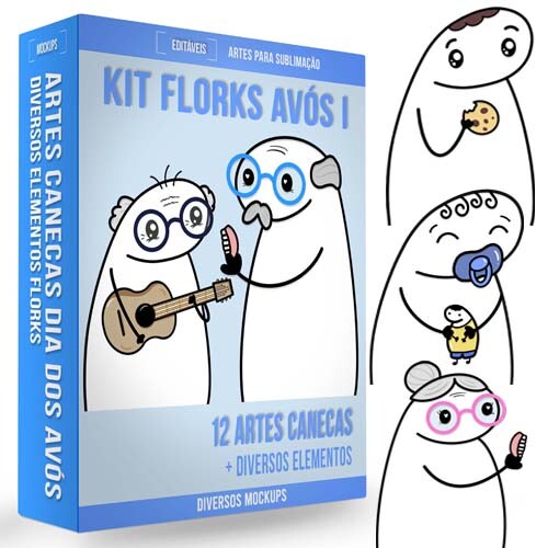 Pacote Artes Png Corel Dia dos Avós Kit Digital Flork Pack 1