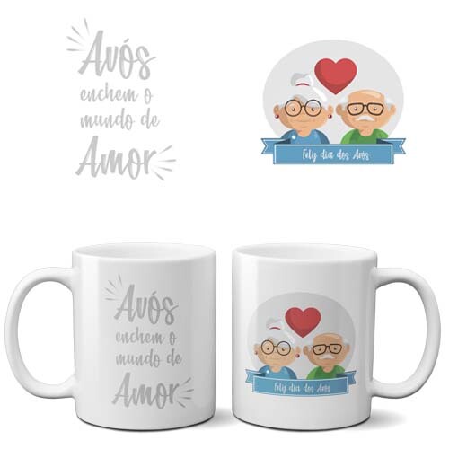 Pacote Artes Editáveis Sublimação Canecas Dia dos Avós
