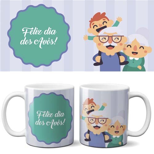 Pacote Artes Editáveis Sublimação Canecas Dia dos Avós
