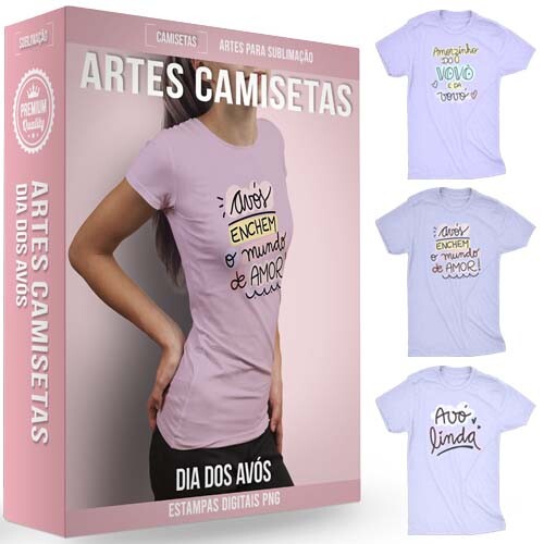 Pacote 50 Artes Camisetas Dia dos Avós Sublimação Vovó Vovô