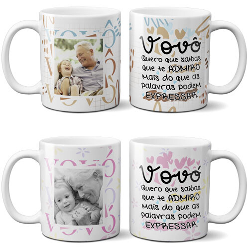 Pack Artes Canecas Avós 20 Estampas Editáveis Sublimação