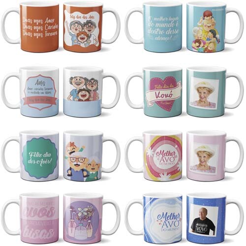 Artes Prontas Canecas Dia dos Avós Estampas Mockups