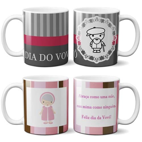 Artes Prontas Canecas Dia dos Avós Sublimação Mockups