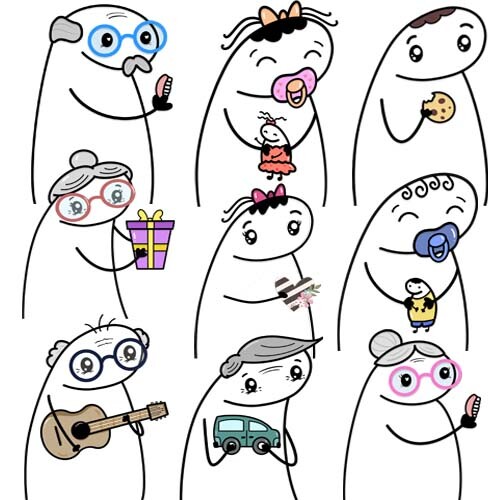Artes Flork Dia dos Avós Kit Digital Png Sublimação Pack 1