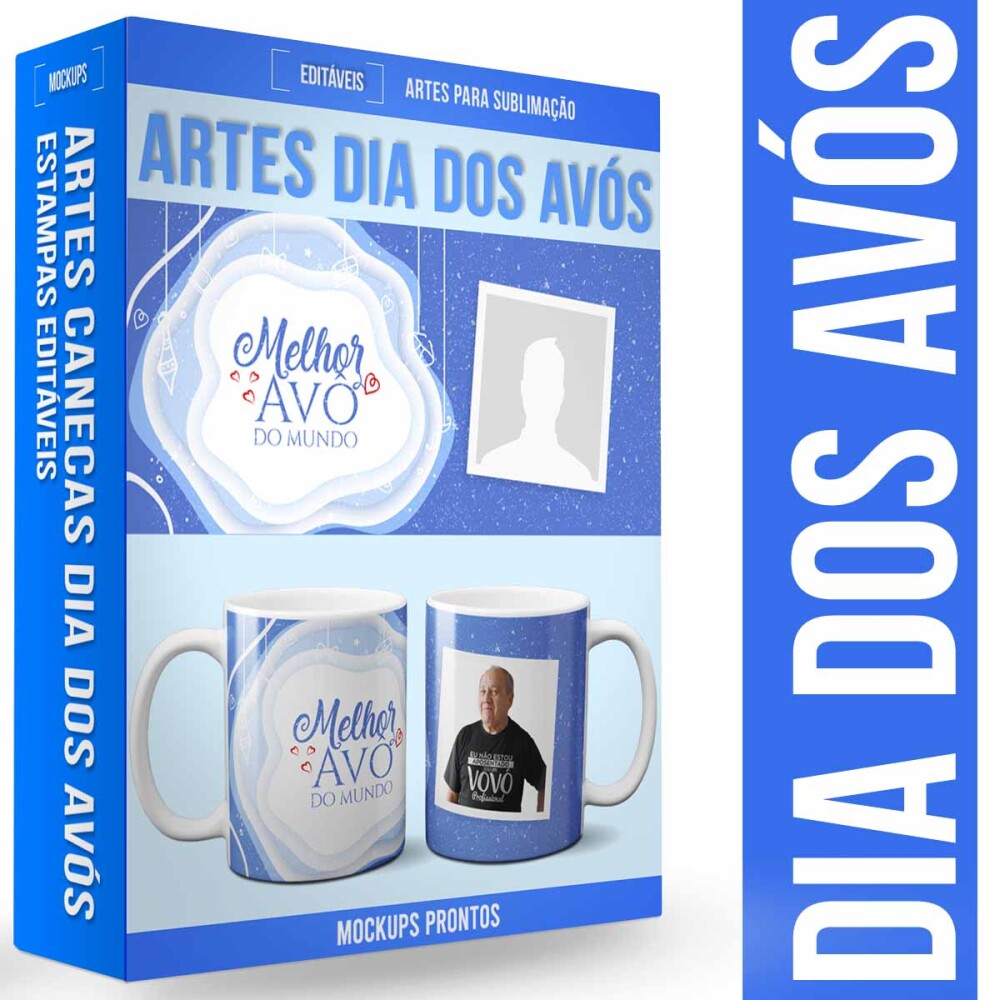 Estampas Canecas Dia Dos Avós 25 Artes Editáveis Mockups