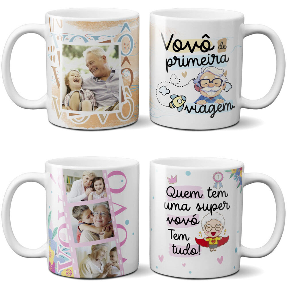 Estampas Dia dos Avós Sublimação Canecas Artes Editáveis