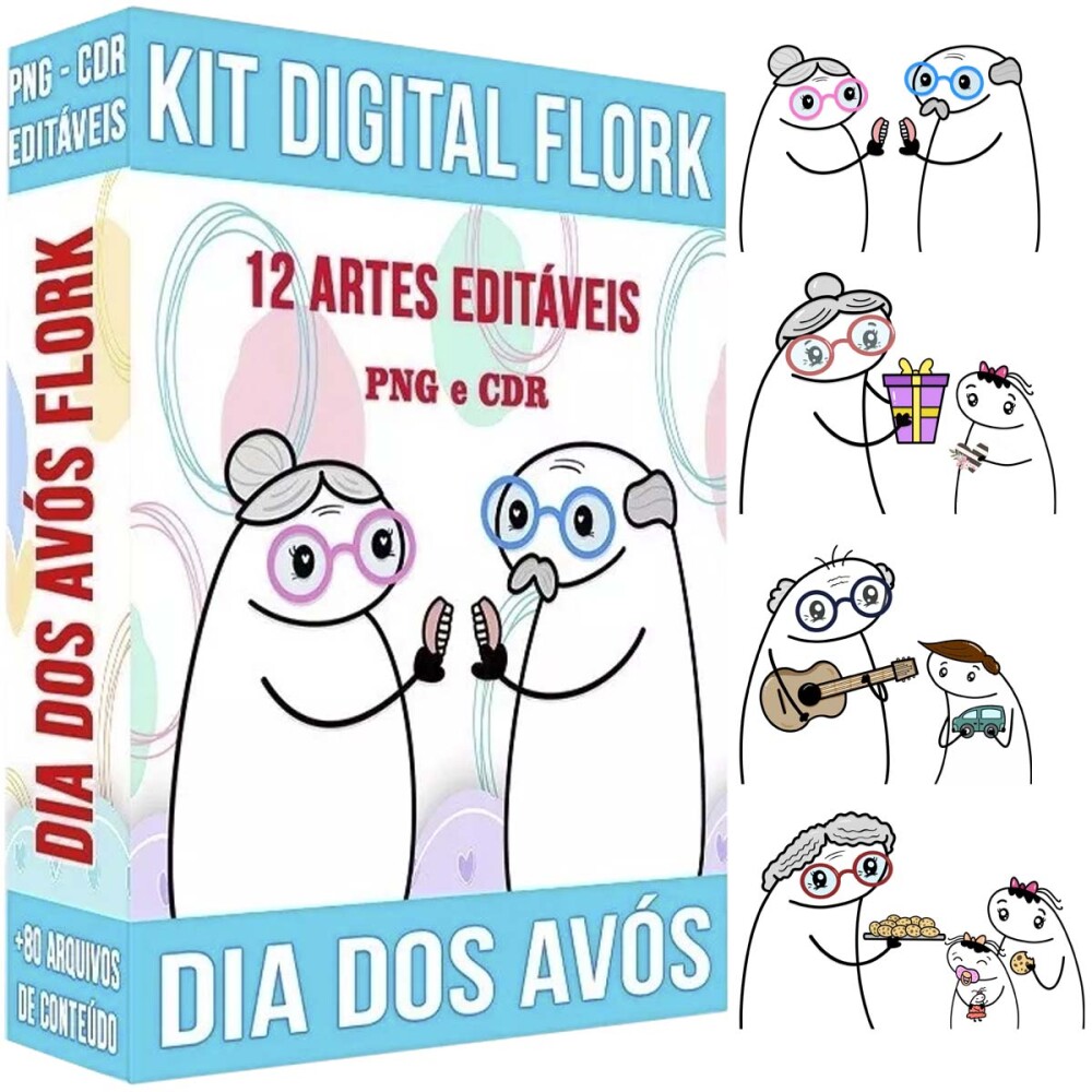 Estampas Dia dos Avós Kit Digital Flork Sublimação Pack 1