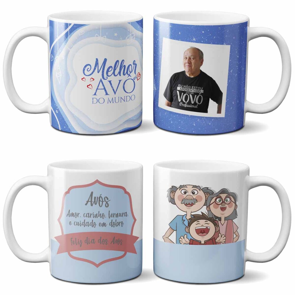 Estampas Sublimação Canecas Dia dos Avós Artes Mockups