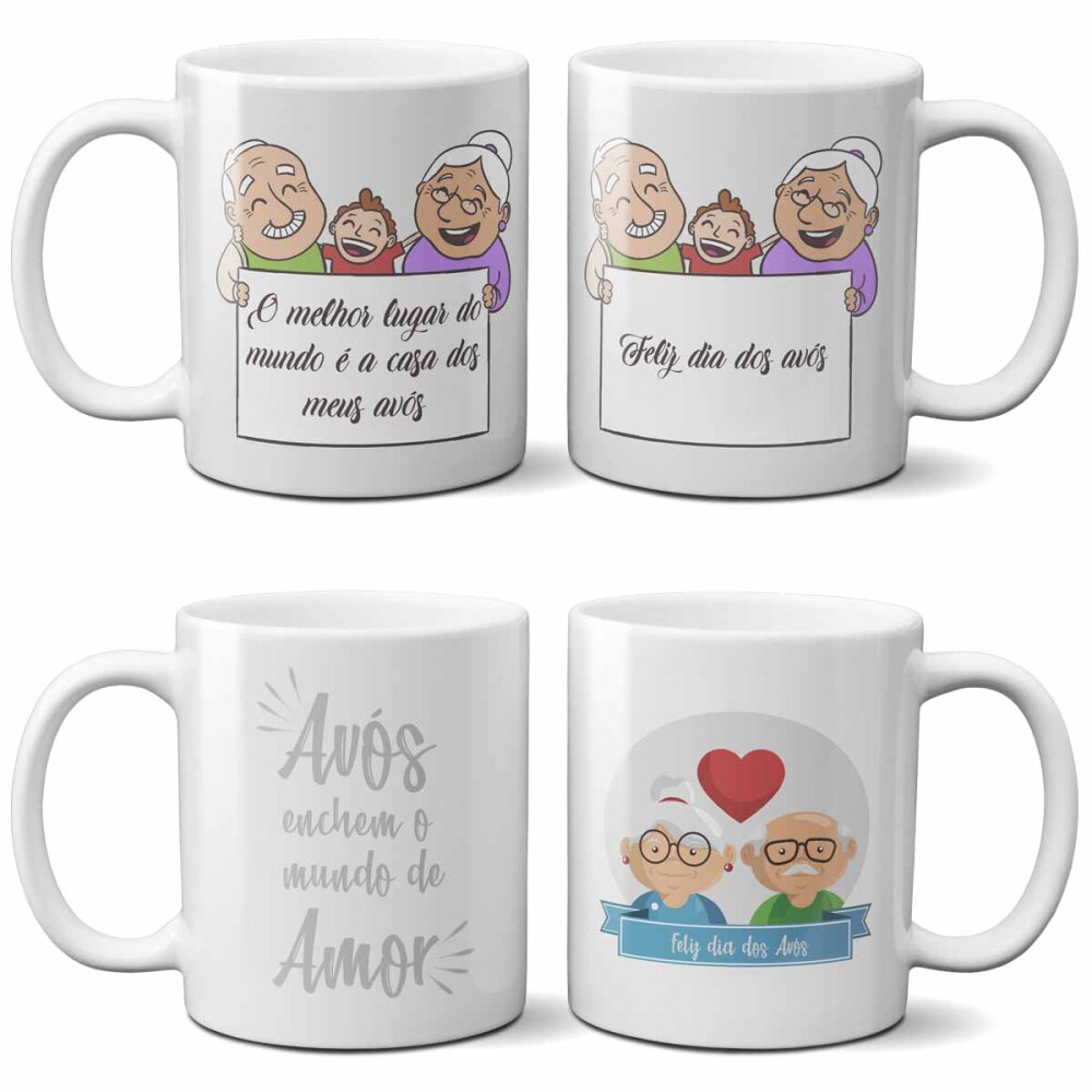 Estampas Sublimação Canecas Dia dos Avós Artes Mockups