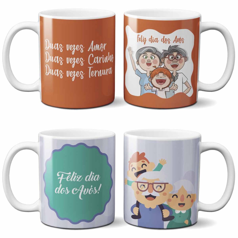 Estampas Sublimação Canecas Dia dos Avós Artes Mockups