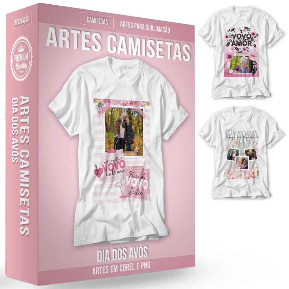 Estampas Sublimação Camisetas Dia dos Avós 10 Artes Corel
