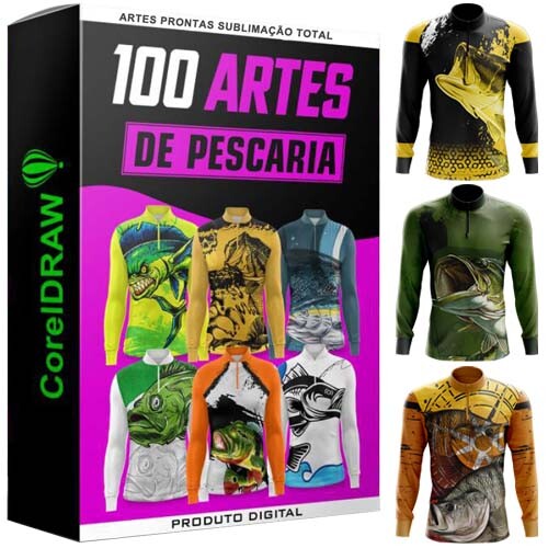 Artes Camisetas Pescaria Pesca 100 Estampas Sublimação Total