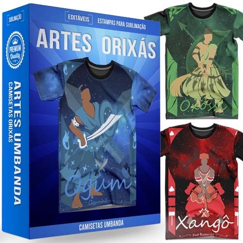 Estampas Sublimação Total Camisetas Umbanda Orixás Mockups