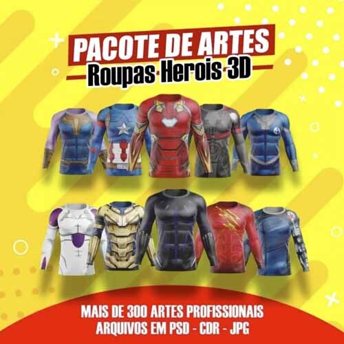 Pack 200 Estampas Camisetas Total Heróis Artes Premium