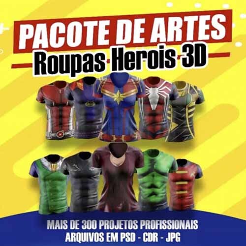 Estampas Super Heróis Camisetas Artes Sublimação Total Premium