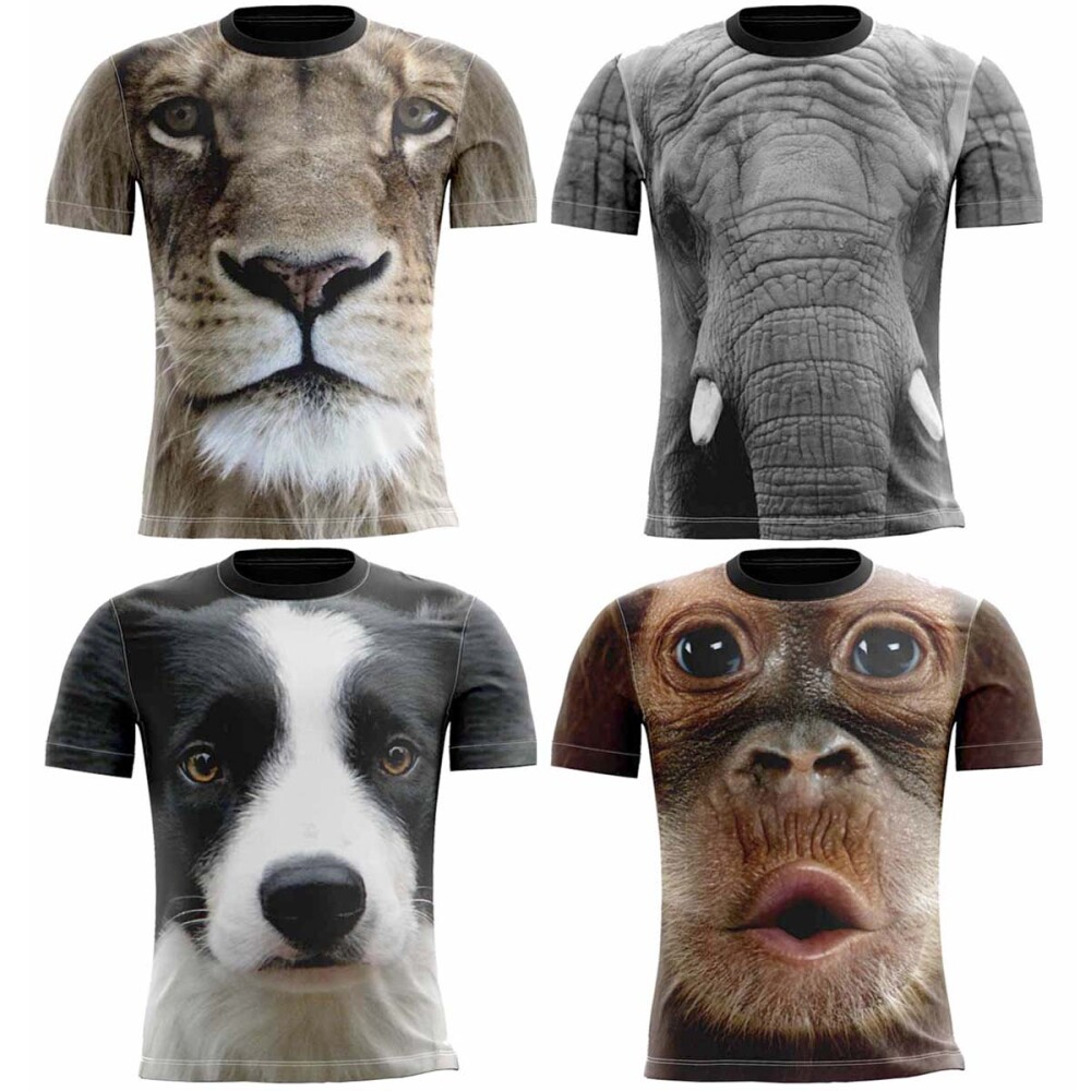 Estampas Animais Sublimação Total Camisetas 3D Artes Mockups