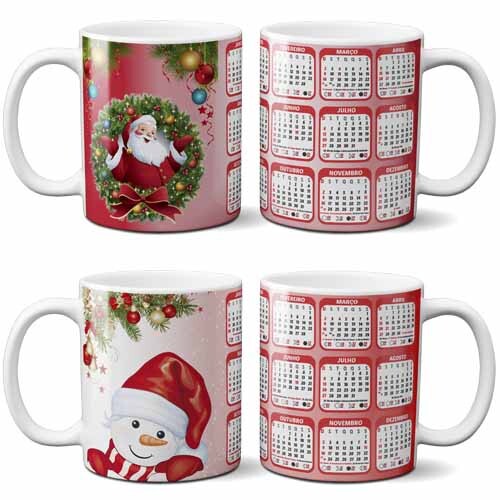 Estampas Canecas Calendários 2026 Natal Sublimação Artes